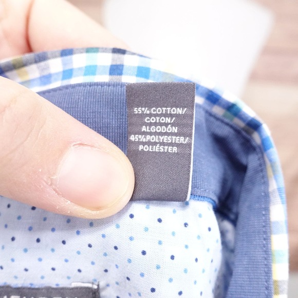 VAN HEUSEN ORIGINALS SLIM FIT GINGHAM CHECK BUTTON UP SHIRT M 15-15.5 - Picture 7 of 7